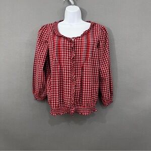 Denim & Supply Ralph Lauren Red Plaid Button Long Sleeve Top